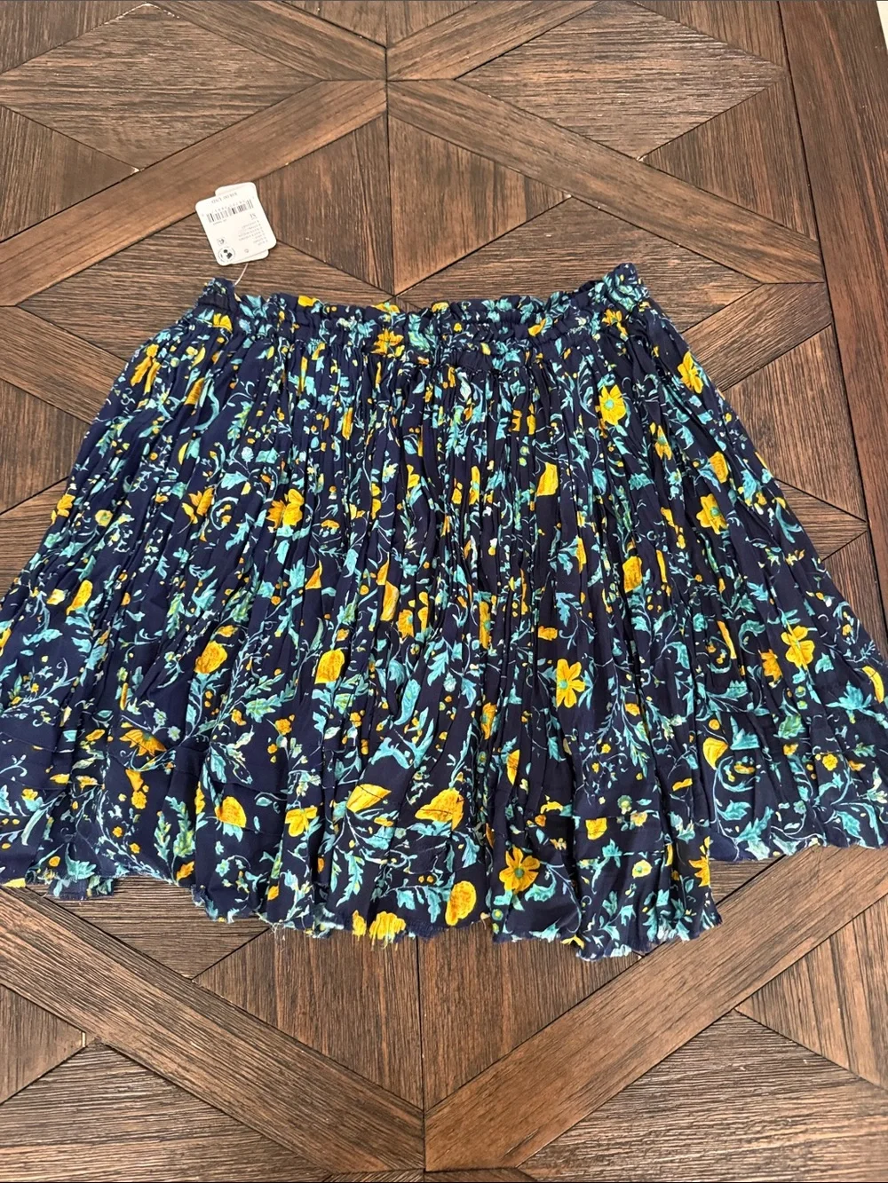 Free People FP One Third Charm Mini Skirt Navy Floral Tiered NWT Size M